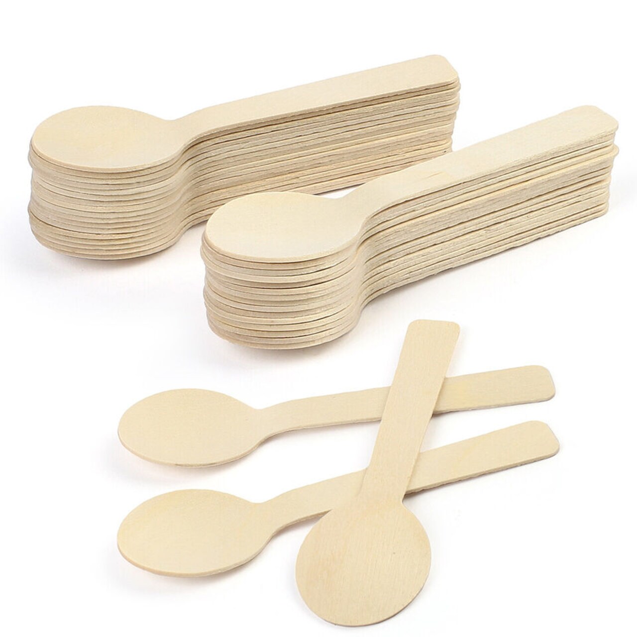 Disposable Wooden Spoons Wood Cutlery Spoon Tasting Sampling Taster Spoons